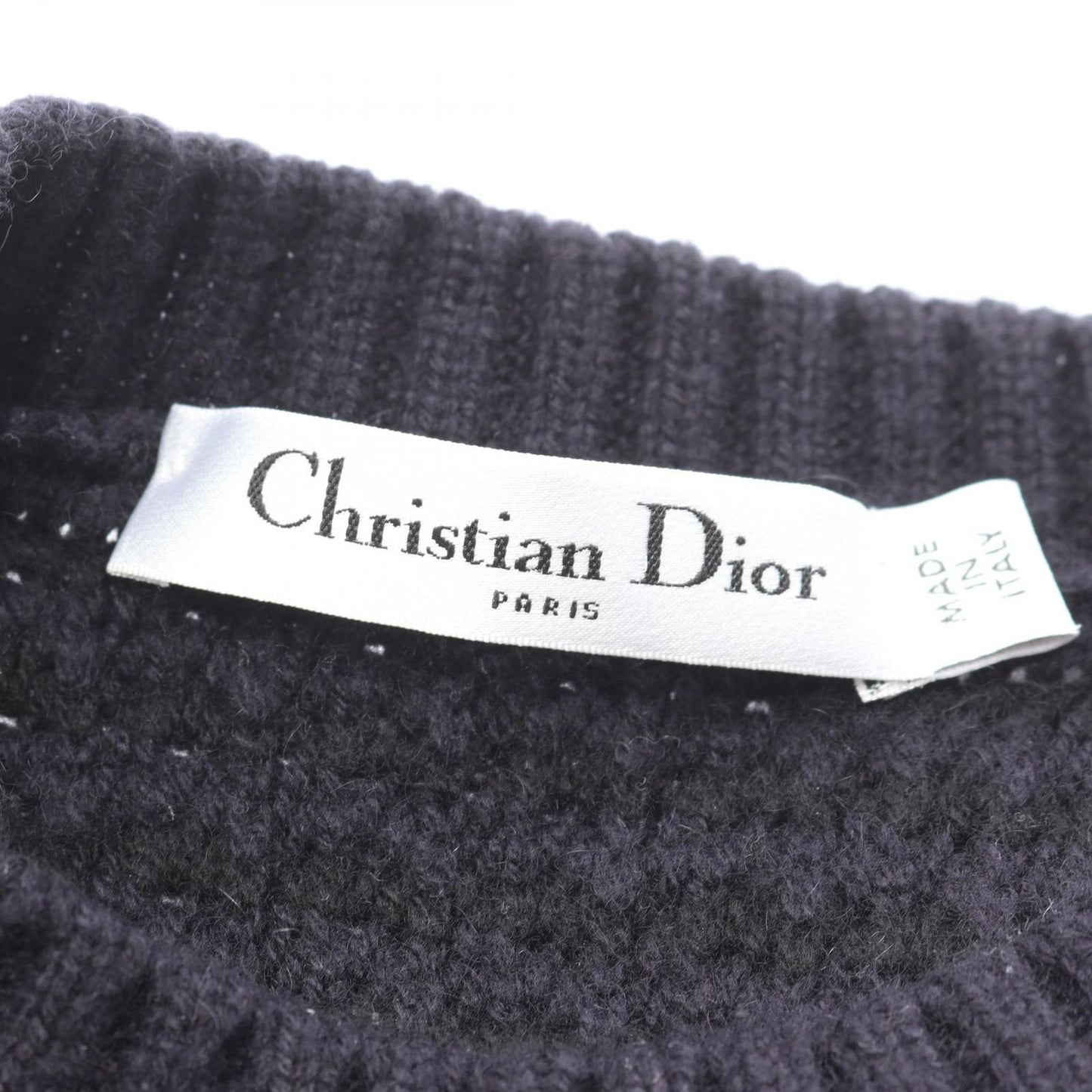 Dior Knit Crew Neck Navy Cashmere Sweater — view 3