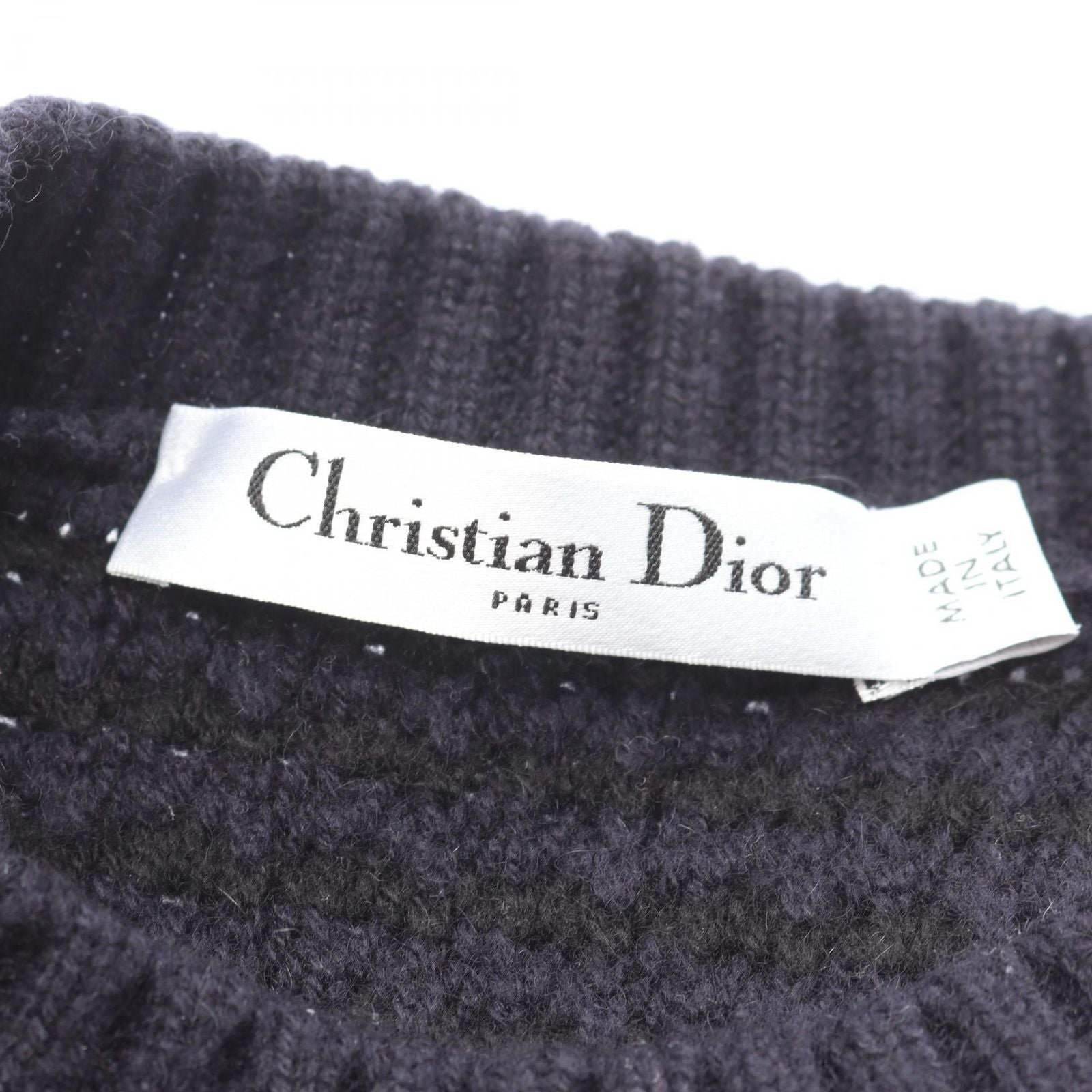 Dior Knit Crew Neck Navy Cashmere Sweater — view 3