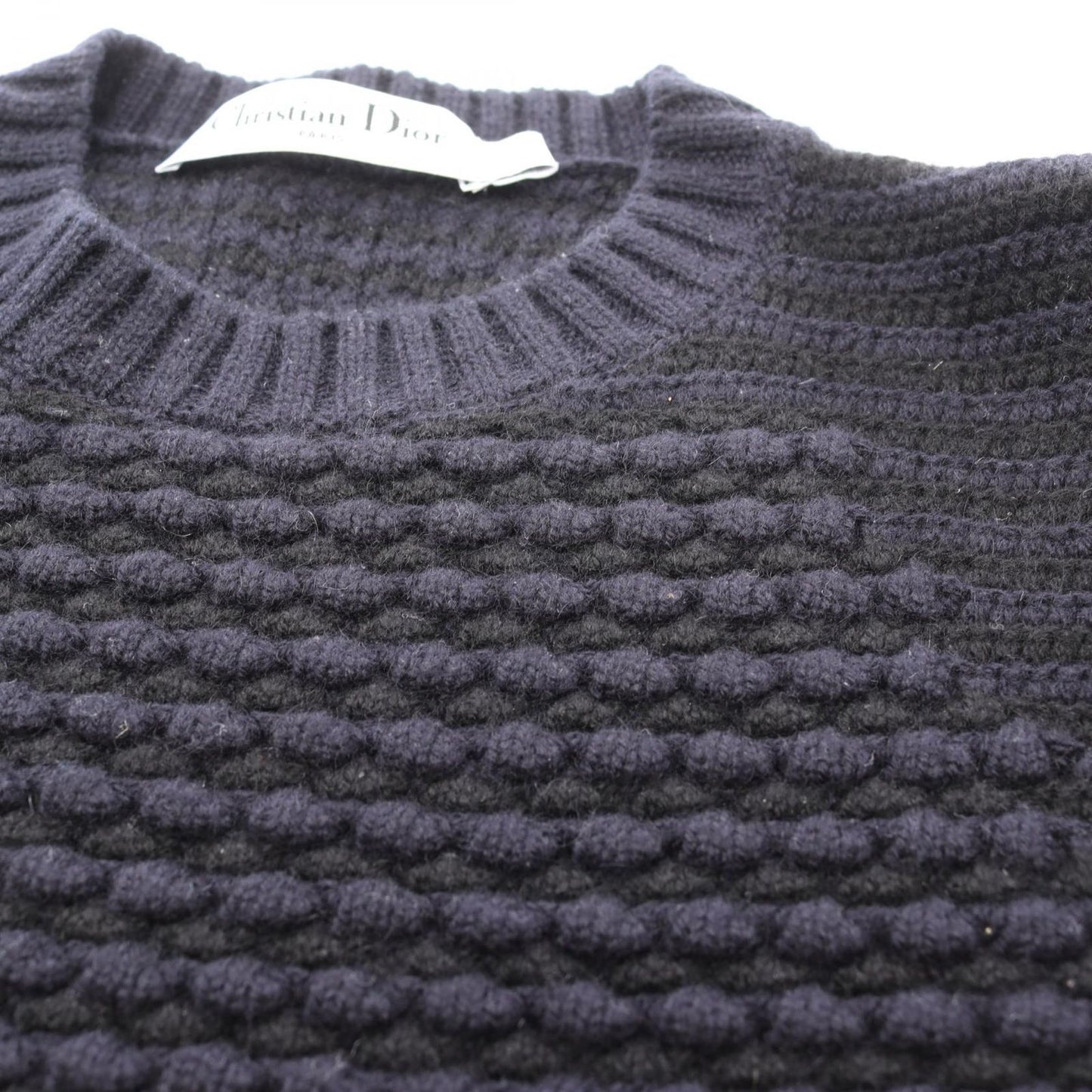 Dior Knit Crew Neck Navy Cashmere Sweater — view 8