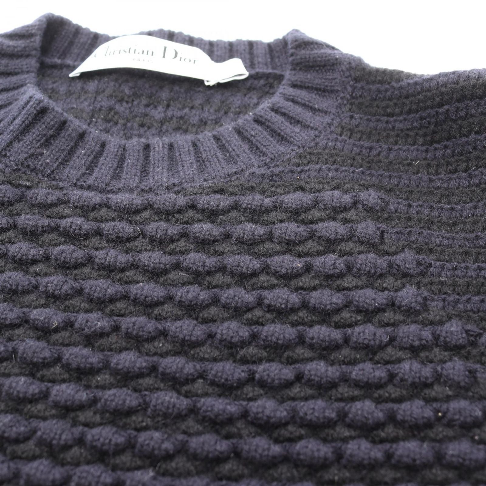 Dior Knit Crew Neck Navy Cashmere Sweater — view 8