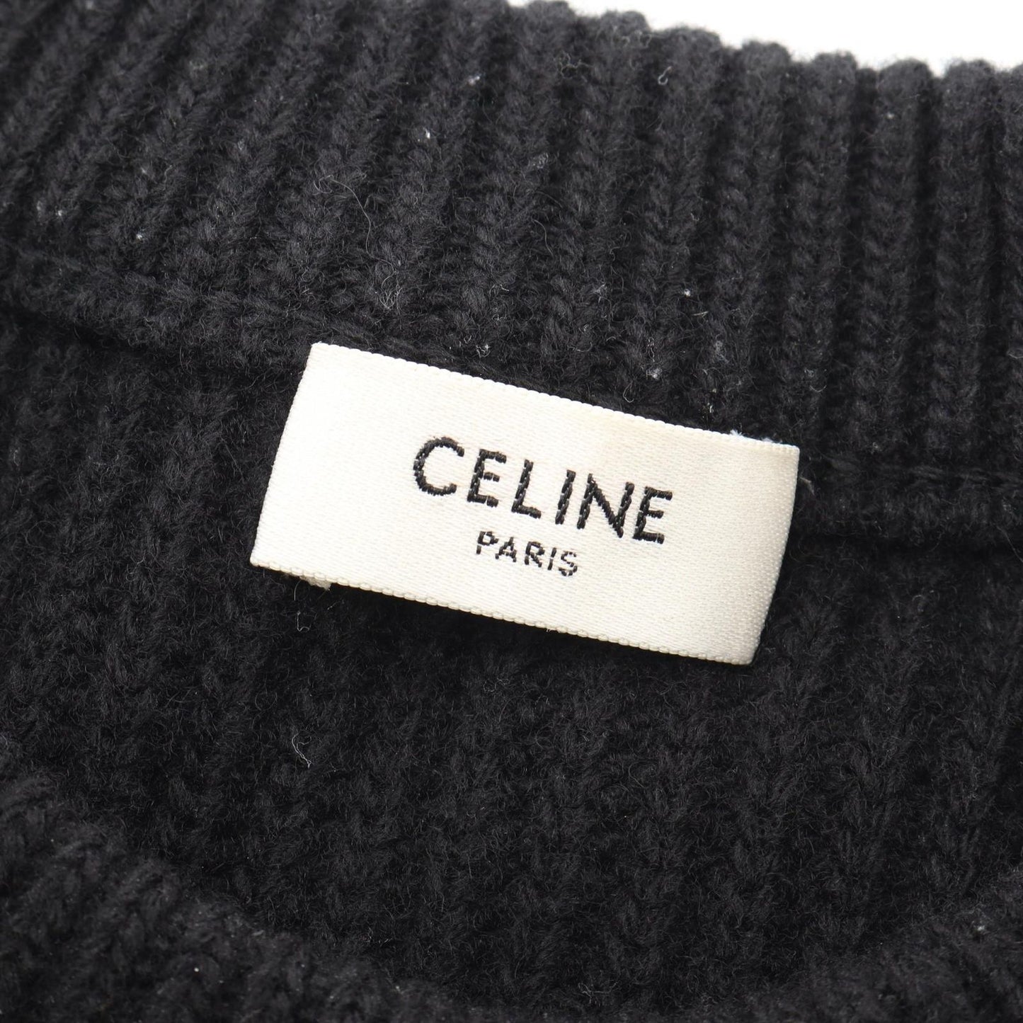 Celine Knit Logo Oversize Rib Wool Sweater — view 3