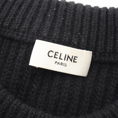 Celine Knit Logo Oversize Rib Wool Sweater — view 3