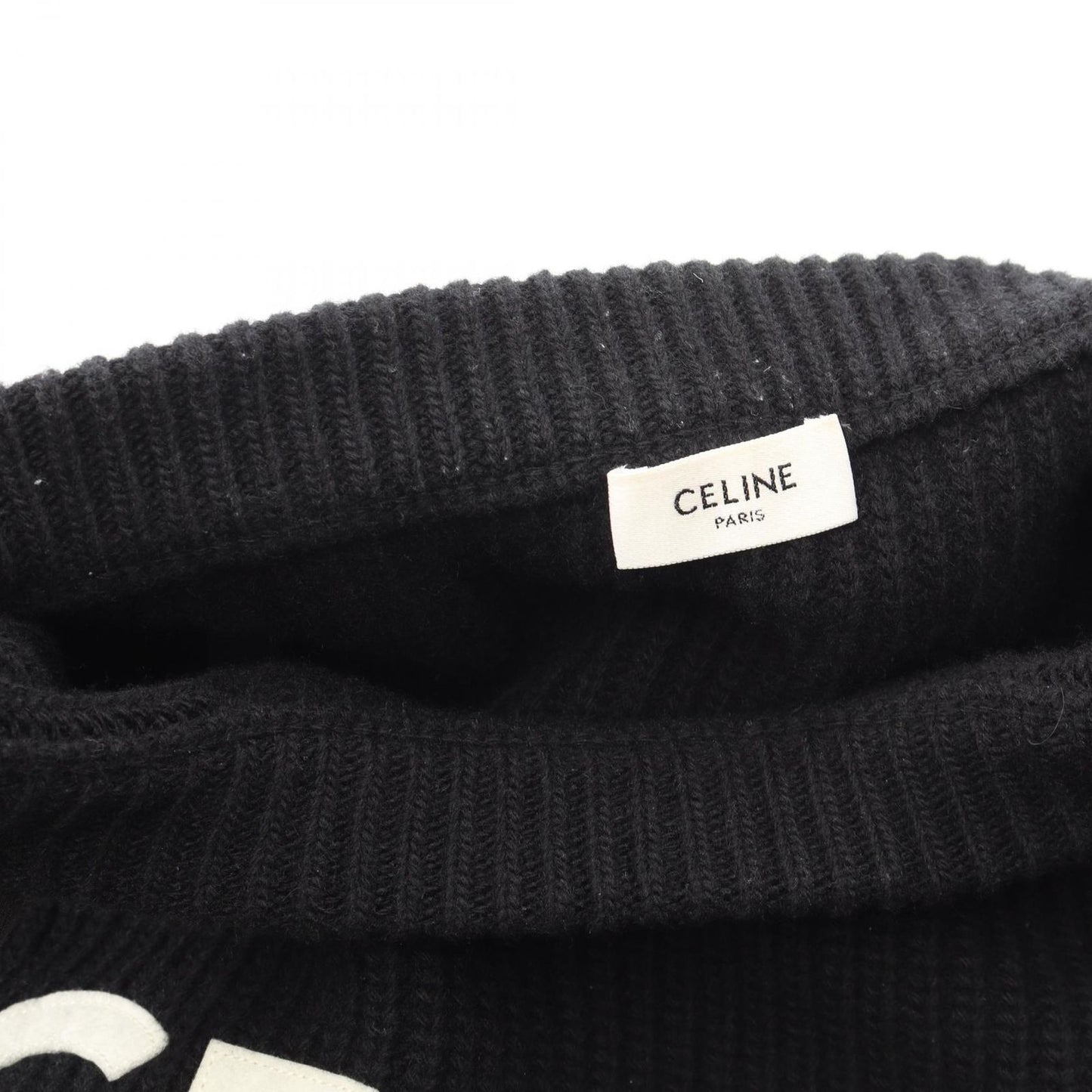 Celine Knit Logo Oversize Rib Wool Sweater — view 5