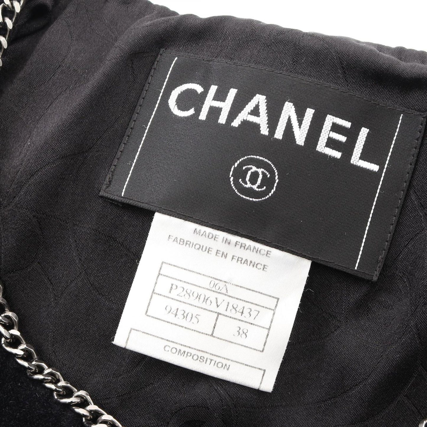 Chanel Colorless Jacket CC Logo Button Chain — view 3