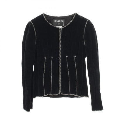Chanel Colorless Jacket CC Logo Button Chain