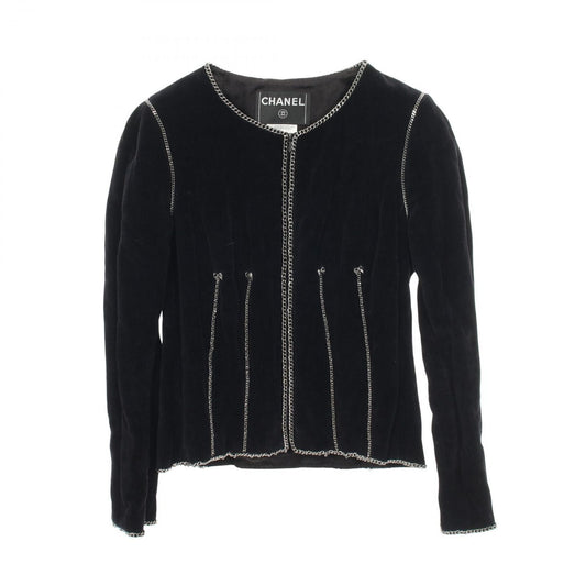 Chanel Colorless Jacket CC Logo Button Chain