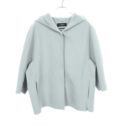 Max Mara Week End Cucito a Mano Hooded Light Blue Wool Coat