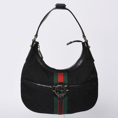 Gucci Shoulder Bag GG Canvas Sherry Line Black