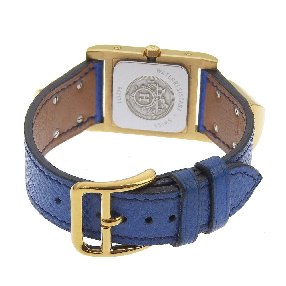 Hermes Medallion Gold Plated Leather Quartz Analog Display White Dial Watch — view 4