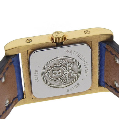 Hermes Medallion Gold Plated Leather Quartz Analog Display White Dial Watch — view 5