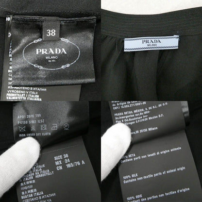 Prada Long Sleeve Silk Blouse Black 38 Back Ribbon Top — view 9