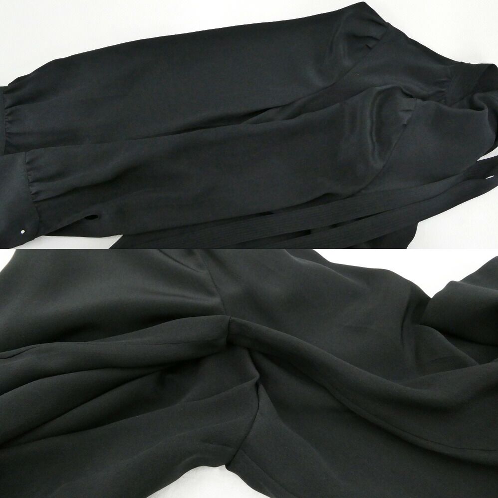 Prada Long Sleeve Silk Blouse Black 38 Back Ribbon Top — view 7