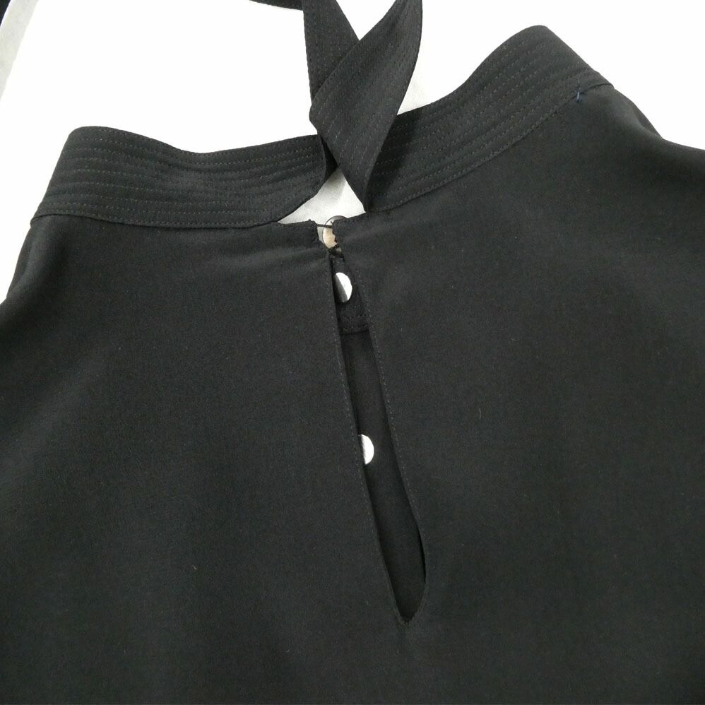 Prada Long Sleeve Silk Blouse Black 38 Back Ribbon Top — view 5