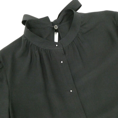 Prada Long Sleeve Silk Blouse Black 38 Back Ribbon Top — view 3