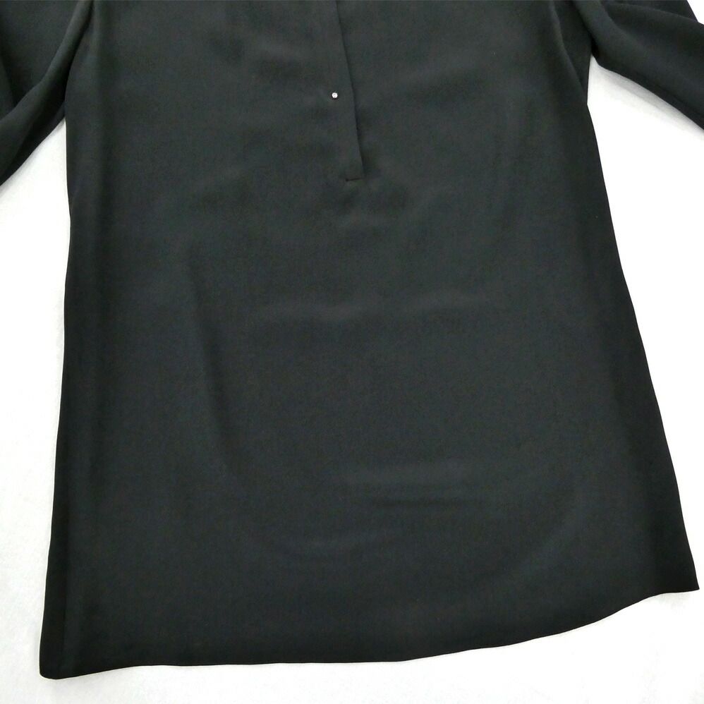 Prada Long Sleeve Silk Blouse Black 38 Back Ribbon Top — view 4