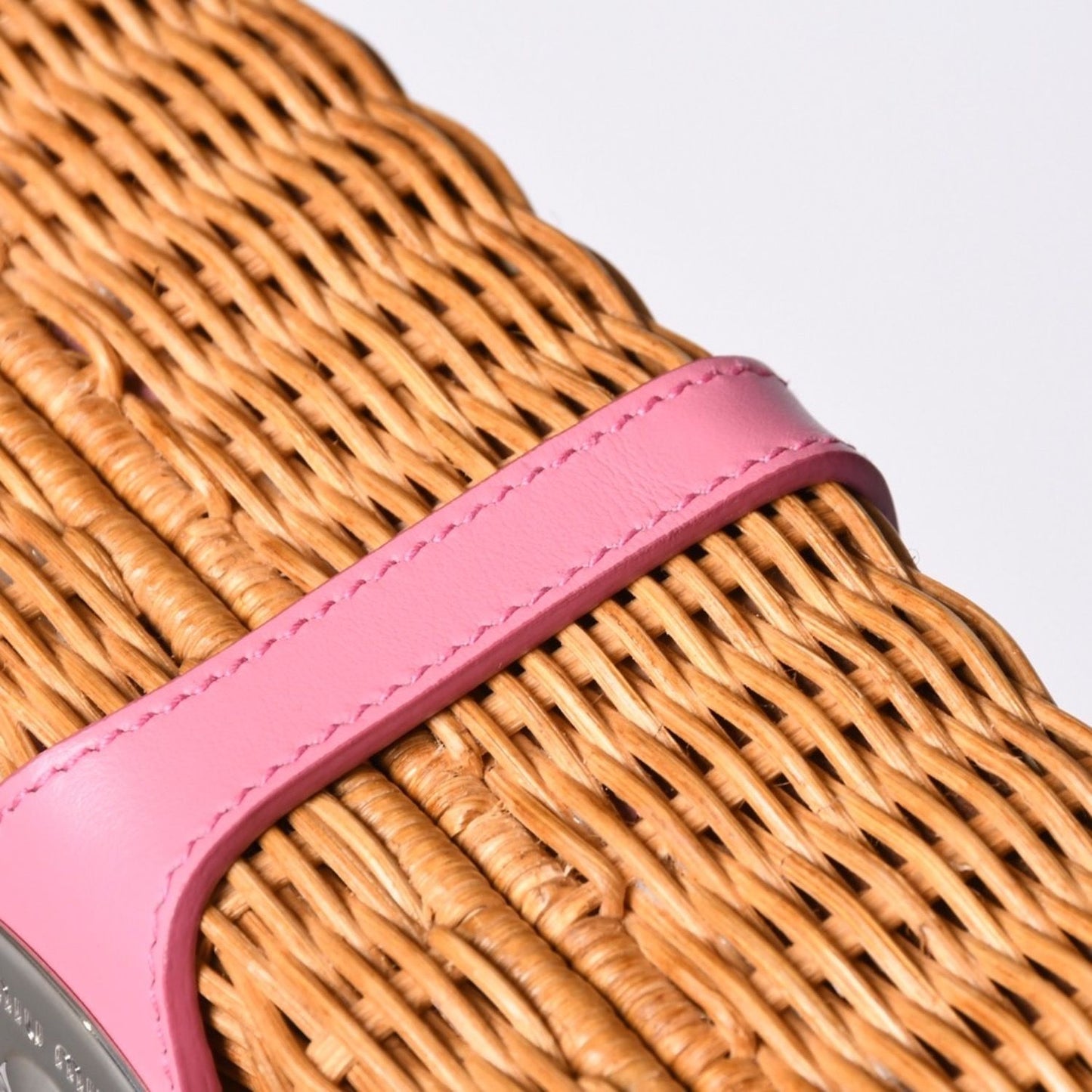 Miu Miu Shoulder Bag Basket Rattan Pink Brown Silver — view 7