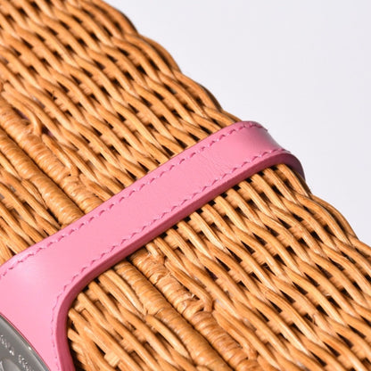 Miu Miu Shoulder Bag Basket Rattan Pink Brown Silver — view 7