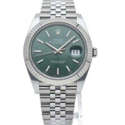 Rolex Datejust 41 Watch Jubilee Mint Green Box 18k White Gold SS — view 2