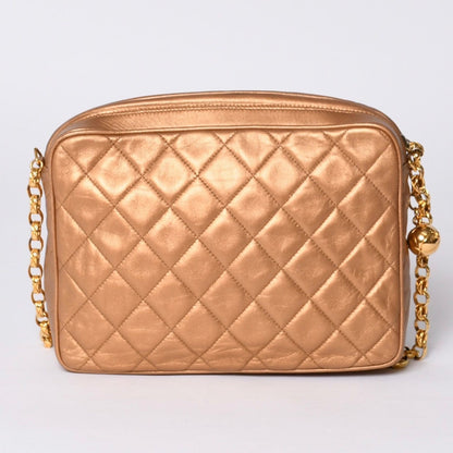 Chanel Chain Shoulder Bag CC Logo Coco Ball Lambskin Quilted Blanc Gold — view 2