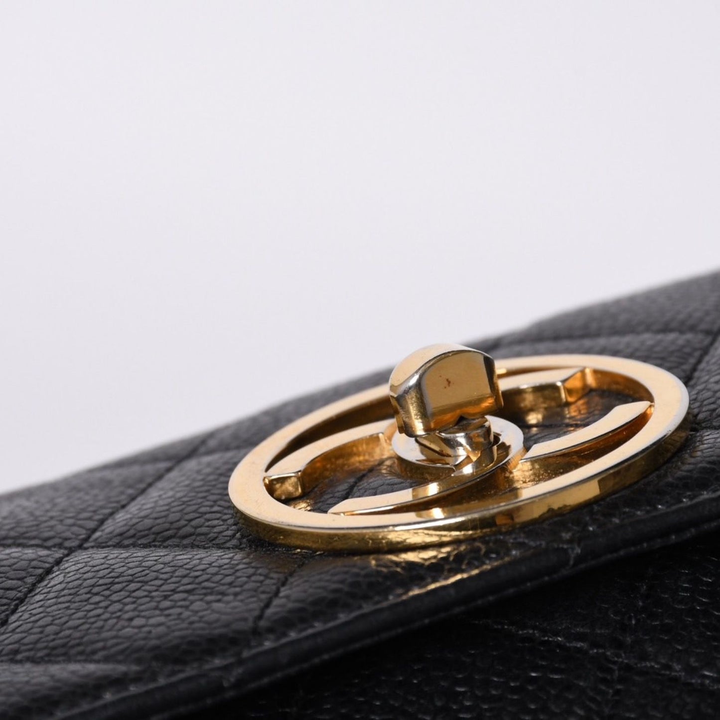 Chanel S Flap S Chain Shoulder Bag CC Logo Caviar Leather Black Gold — view 8