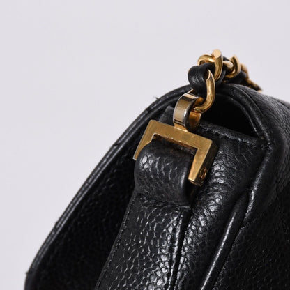 Chanel S Flap S Chain Shoulder Bag CC Logo Caviar Leather Black Gold — view 6