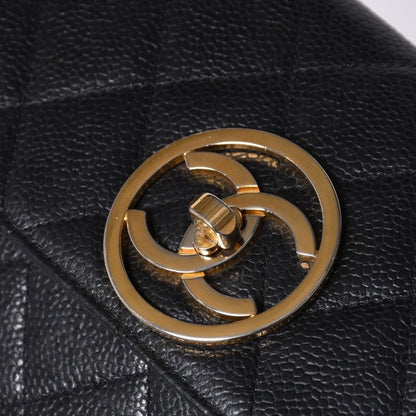 Chanel S Flap S Chain Shoulder Bag CC Logo Caviar Leather Black Gold — view 7