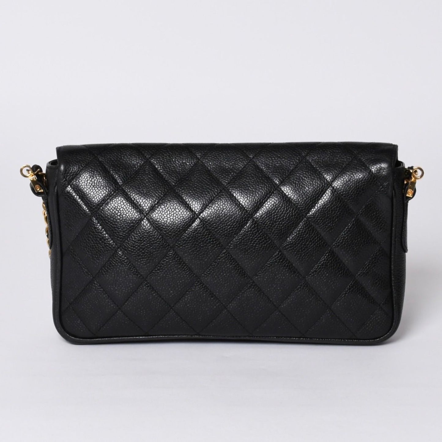 Chanel S Flap S Chain Shoulder Bag CC Logo Caviar Leather Black Gold — view 2