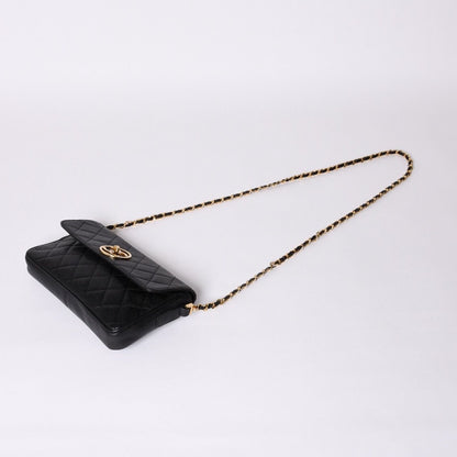 Chanel S Flap S Chain Shoulder Bag CC Logo Caviar Leather Black Gold — view 4