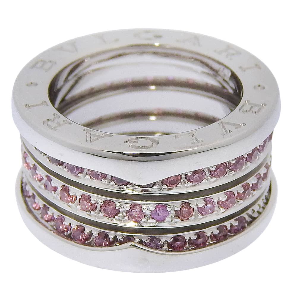 Bvlgari B-zero One Band White Gold Garnet Pink Ring — view 5