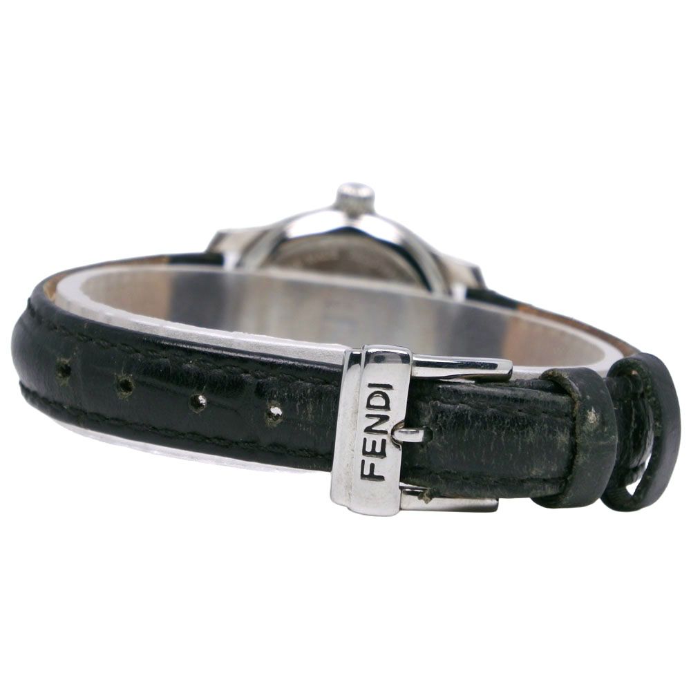 Fendi Orologi Stainless Steel Leather Quartz Analog Display Black Dial Watch — view 5