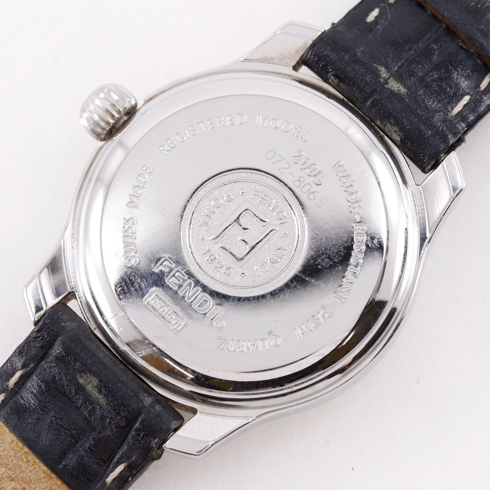 Fendi Orologi Stainless Steel Leather Quartz Analog Display Black Dial Watch — view 8