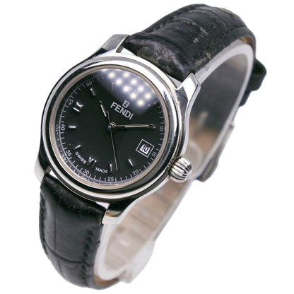 Fendi Orologi Stainless Steel Leather Quartz Analog Display Black Dial Watch — view 2