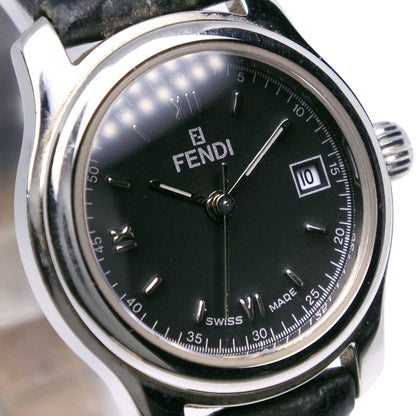 Fendi Orologi Stainless Steel Leather Quartz Analog Display Black Dial Watch — view 3