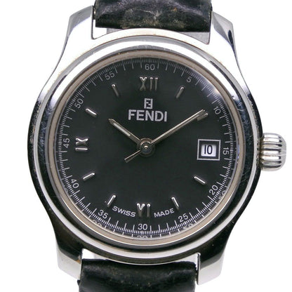 Fendi Orologi Stainless Steel Leather Quartz Analog Display Black Dial Watch