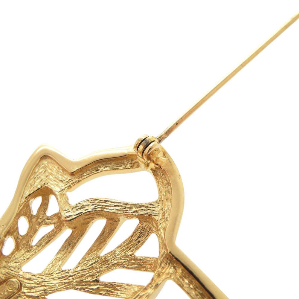 Dior Vintage Leaf Motif Metal Gold Brooch — view 7