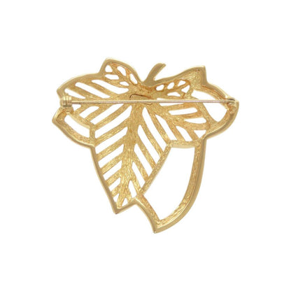 Dior Vintage Leaf Motif Metal Gold Brooch — view 2