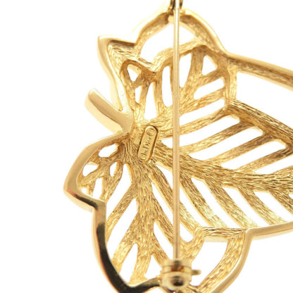 Dior Vintage Leaf Motif Metal Gold Brooch — view 3