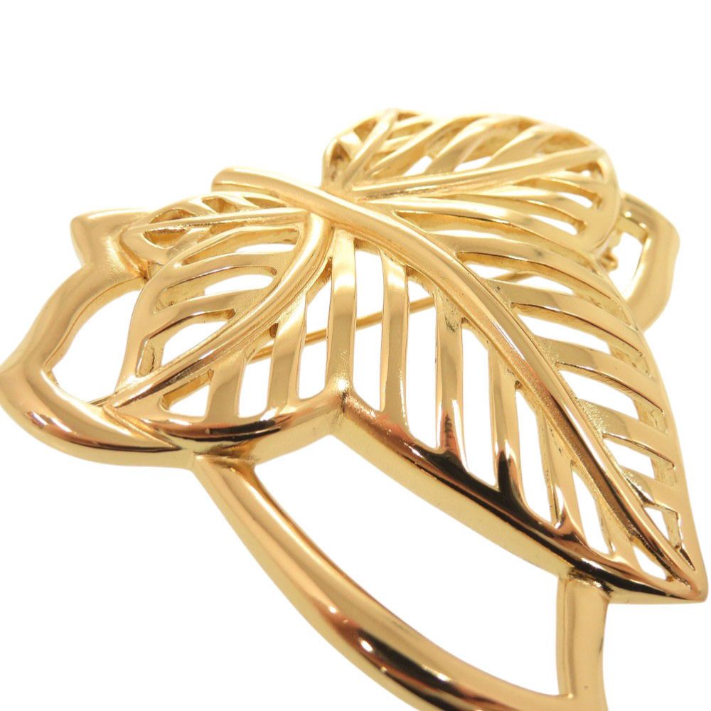 Dior Vintage Leaf Motif Metal Gold Brooch — view 5