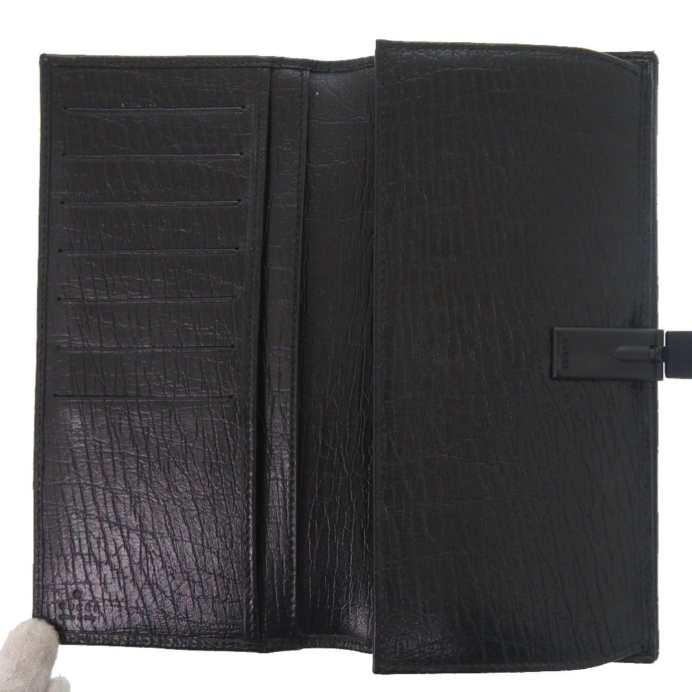 Gucci Bambu Bifold Wallet Leather Black Brown — view 4