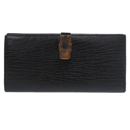 Gucci Bambu Bifold Wallet Leather Black Brown