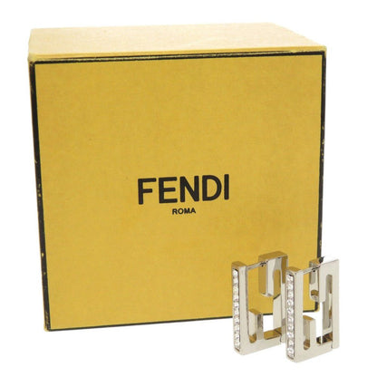 Fendi Baguette Metal Line Stone Silver Earrings — view 2