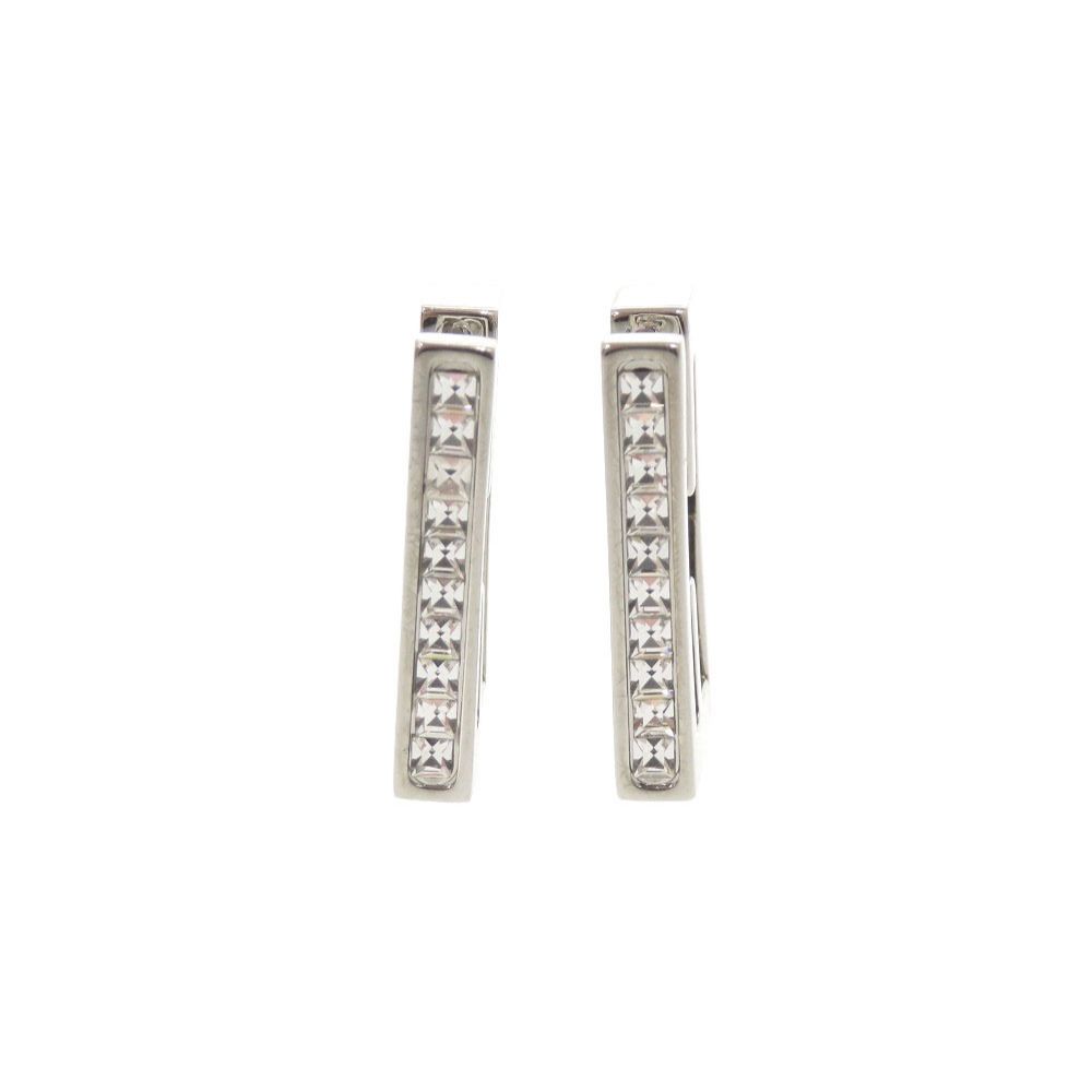 Fendi Baguette Metal Line Stone Silver Earrings — view 4