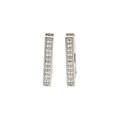 Fendi Baguette Metal Line Stone Silver Earrings — view 4