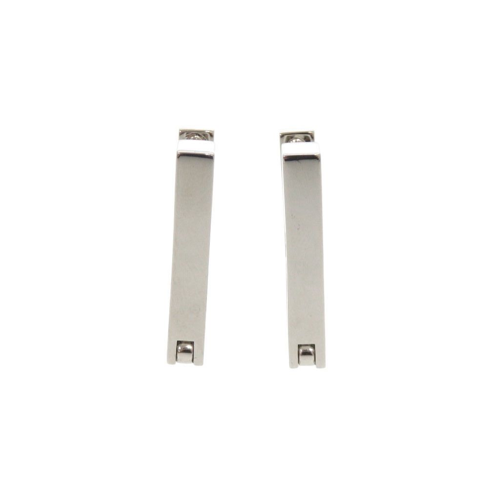Fendi Baguette Metal Line Stone Silver Earrings — view 5