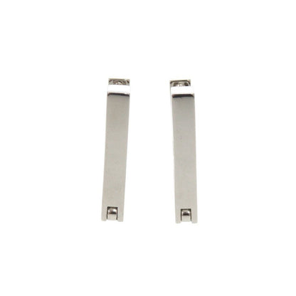 Fendi Baguette Metal Line Stone Silver Earrings — view 5