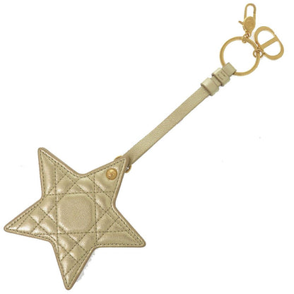 Dior Cannage Star Key Holder Gold Leather Charm
