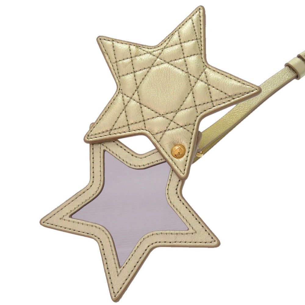 Dior Cannage Star Key Holder Gold Leather Charm — view 4