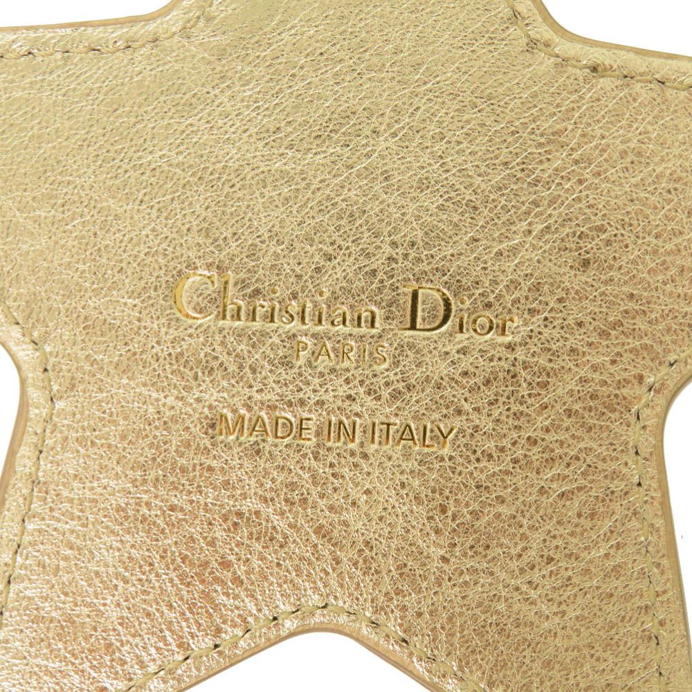 Dior Cannage Star Key Holder Gold Leather Charm — view 7