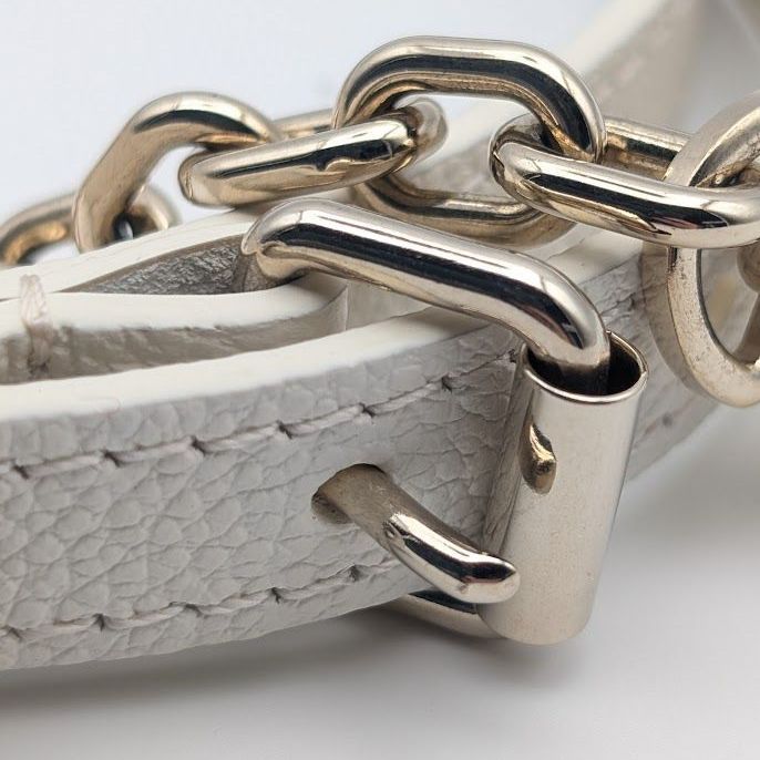 Louis Vuitton Chain Shoulder Strap Speedy Bandouliere Empreinte Leather White — view 3