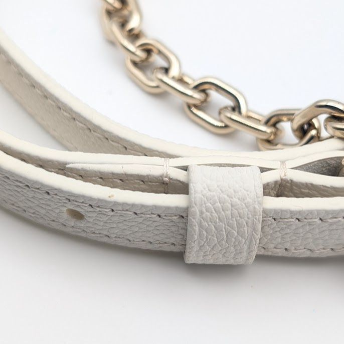 Louis Vuitton Chain Shoulder Strap Speedy Bandouliere Empreinte Leather White — view 2